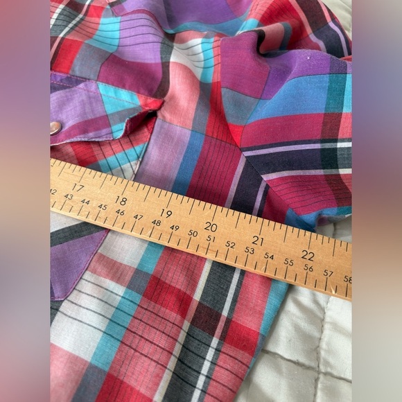 Wrangler 90s vintage shirt sleeve pearl snap medium western shirt colorful - Picture 8 of 10